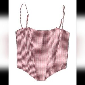 Edikted Red Gingham Lace Up Corset Top